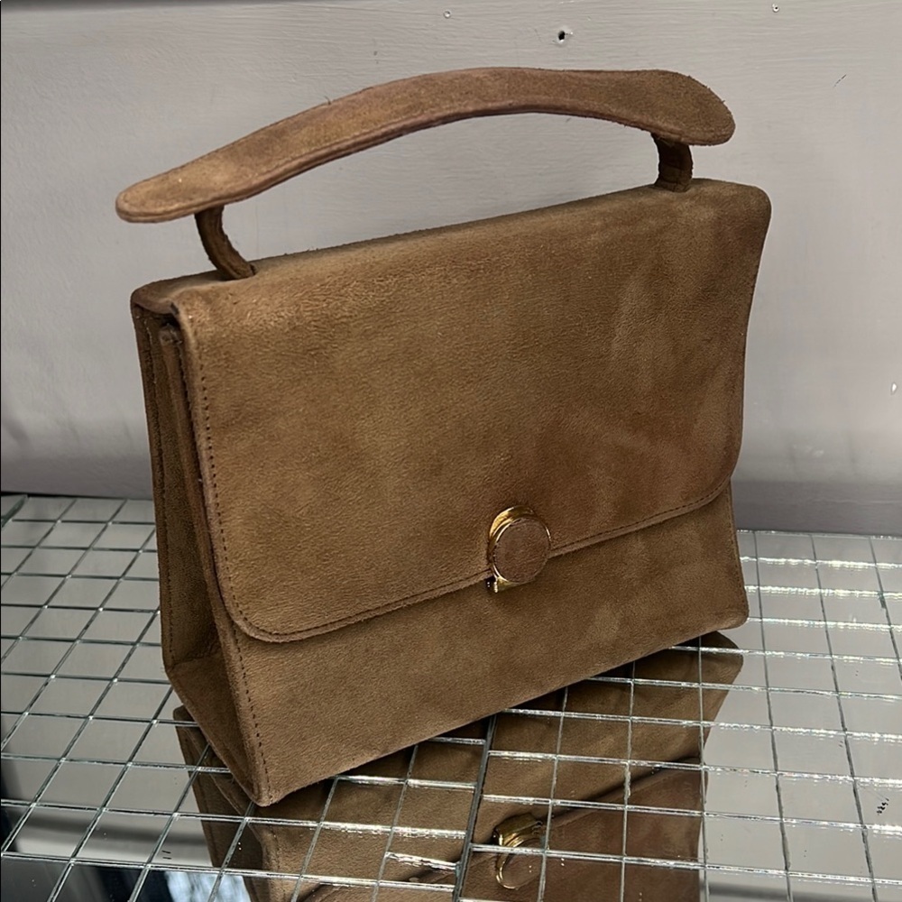 Vintage Suede Milk Chocolate Structured Handbag